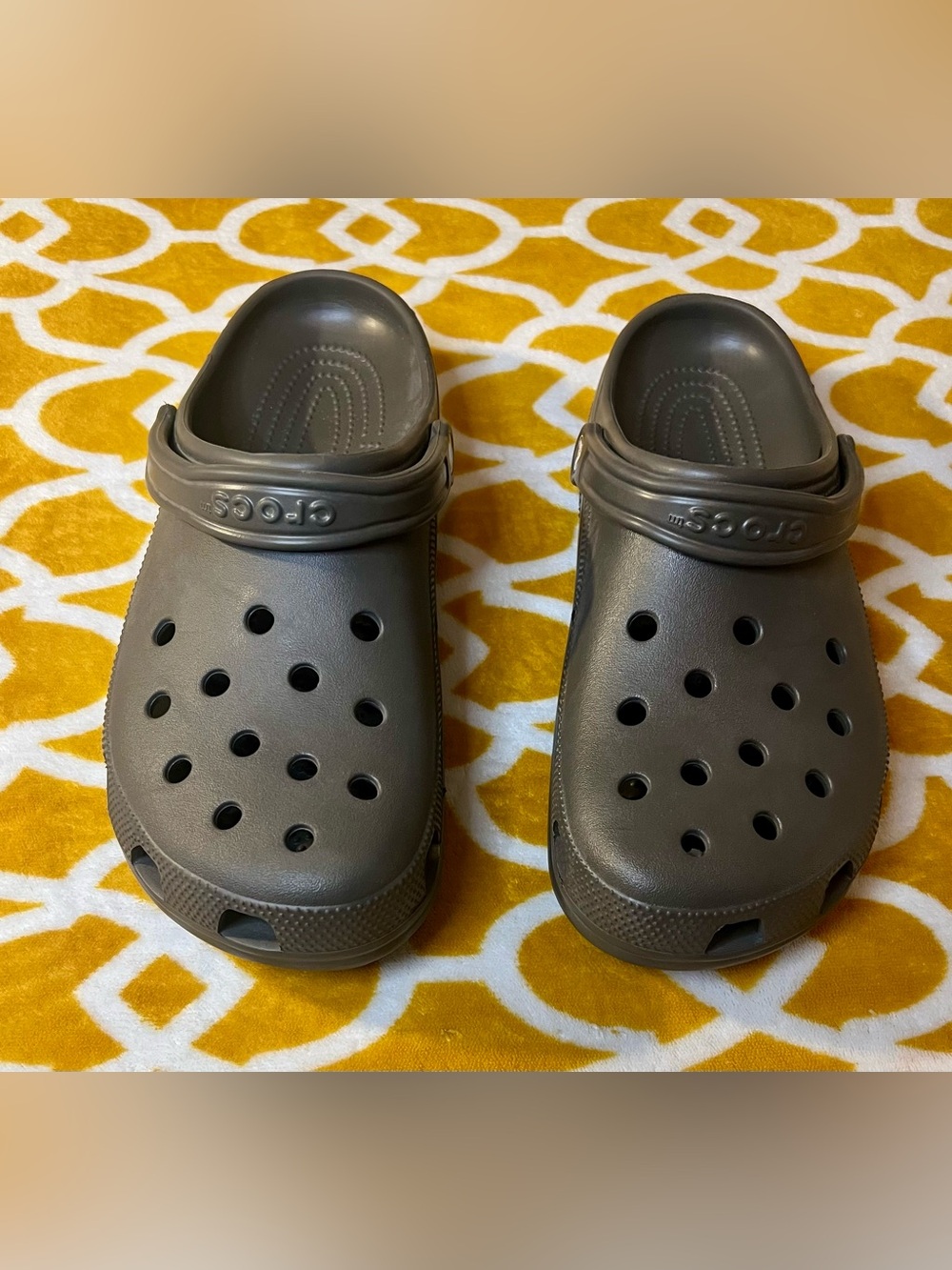 Crocs Classic Clog Sandals Gray Logo Slip-On Men US 13
